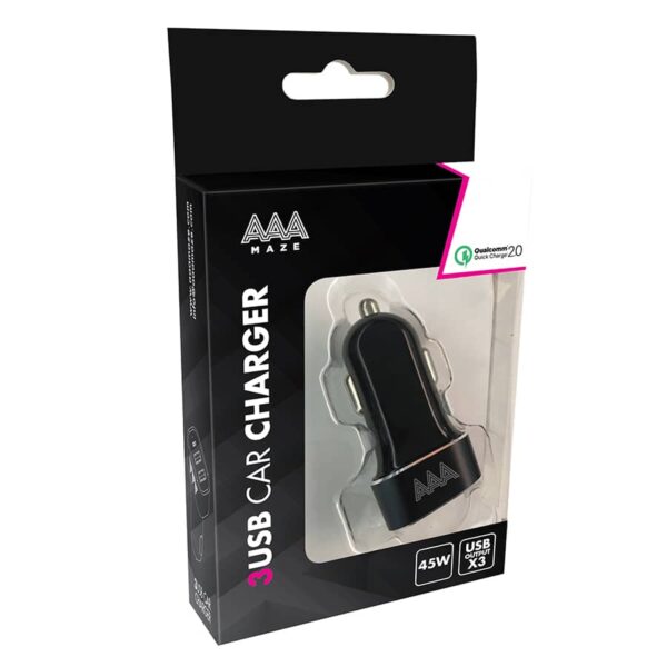 AAAmaze Caricatore auto con doppia USB + TYPE - C - car charger Alu fast 3 out TYPE-C 45W