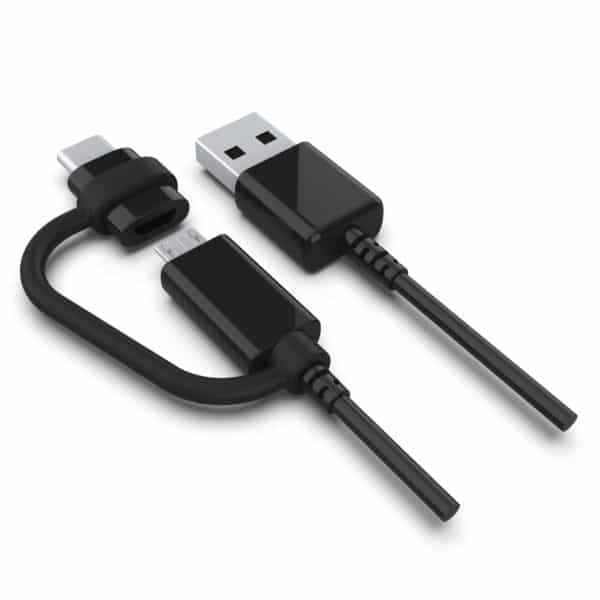 AAAmaze Caricatore rete – travel charger 2 USB 3.0A + cavo USB micro con adattatore TYPE – C Nero