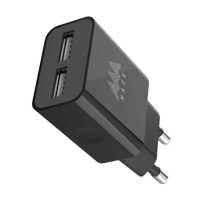 AAAmaze Caricatore Travel Charger 2 USB 3.0 A+cavo USB micro con Adattatore TYPE-C Nero