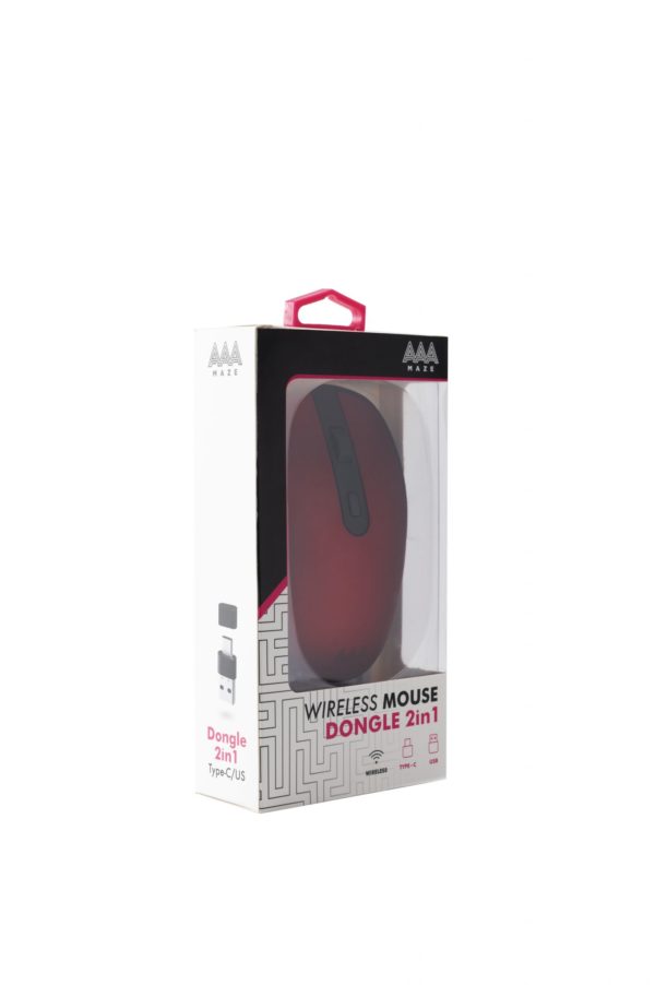 Mouse AAAmaze wireless DONGLE Type-C USB rosso