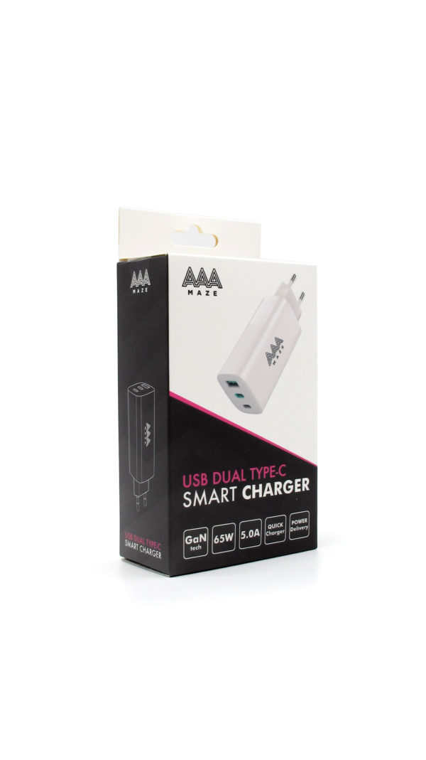 Travel Charger AAAmaze 65 Watt 1 porta USB 2 porte TYPE-C