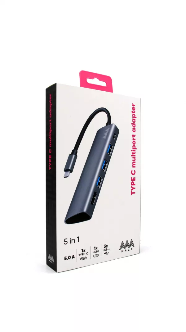 AAAmaze Adattatore Multiporte HUB auto alimentato 5 in 1 Type-C - immagine 4