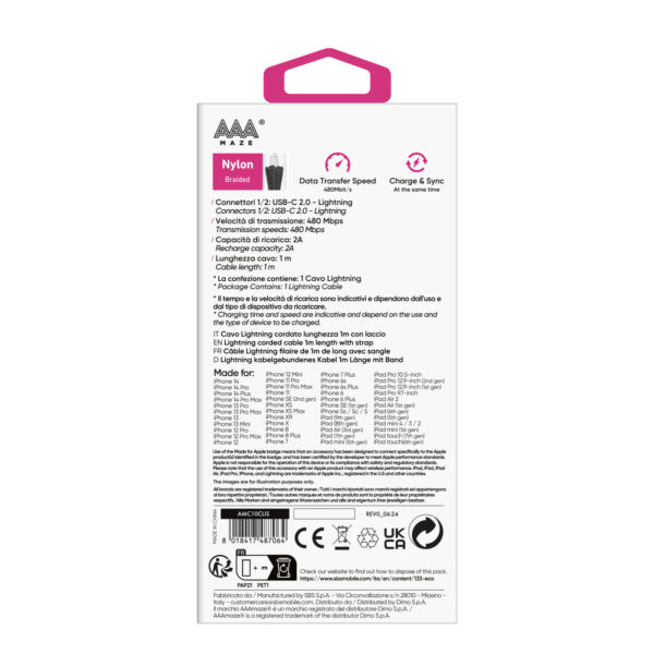 Cavo AAAmaze da 1mt. o 1,5mt. Type-C 2.0 - Lightning - immagine 6