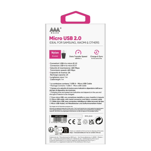 Cavo micro USB - USB 2.0 AAAmaze lunghezza 1mt. - immagine 2