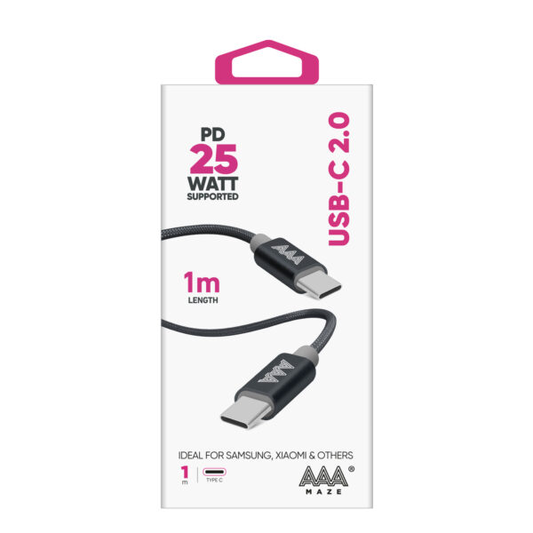Cavo cordonato AAAmaze Type-C - Type-C 2.0 lunghezza 1mt. o 2mt. - immagine 3