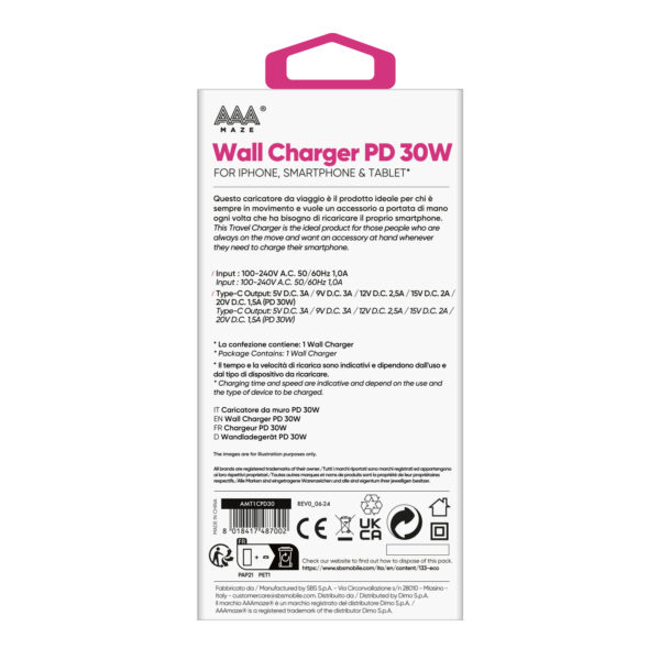Caricabatterie da viaggio AAAmaze 1 porta USB-C PD 20W o 30W - immagine 2