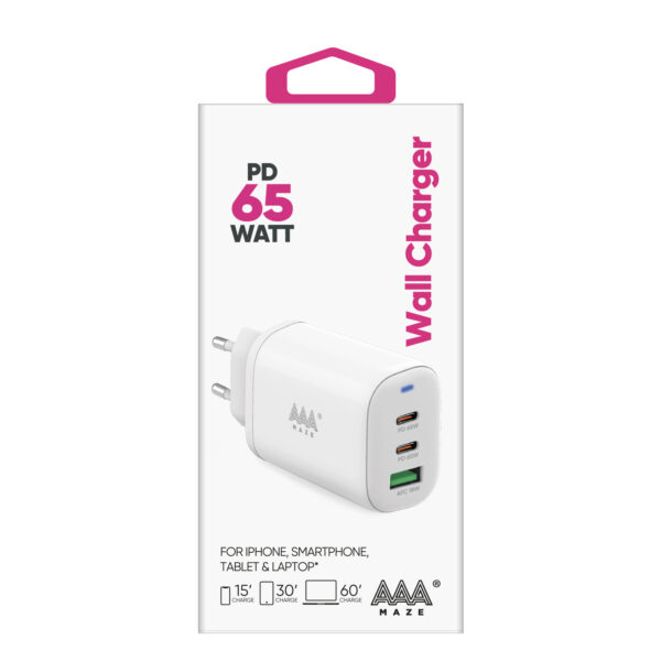 Caricatore da rete AAAmaze 2 Type-C+1 USB 65W - immagine 3