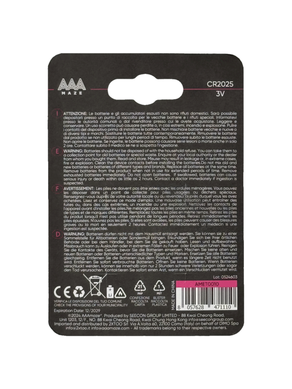 AAAmaze Pile Buttoncell Lithium CR2025 - immagine 2