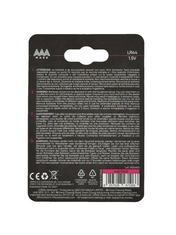 AAAmaze Pile Buttoncell Alkaline LR44 - immagine 2