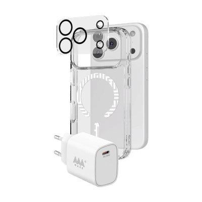 Kit AAAmaze composto da Cover MagSafe - Vetro per fotocamera - Alimentatore PD30 1 type-c compatibile iPhone 18 Pro